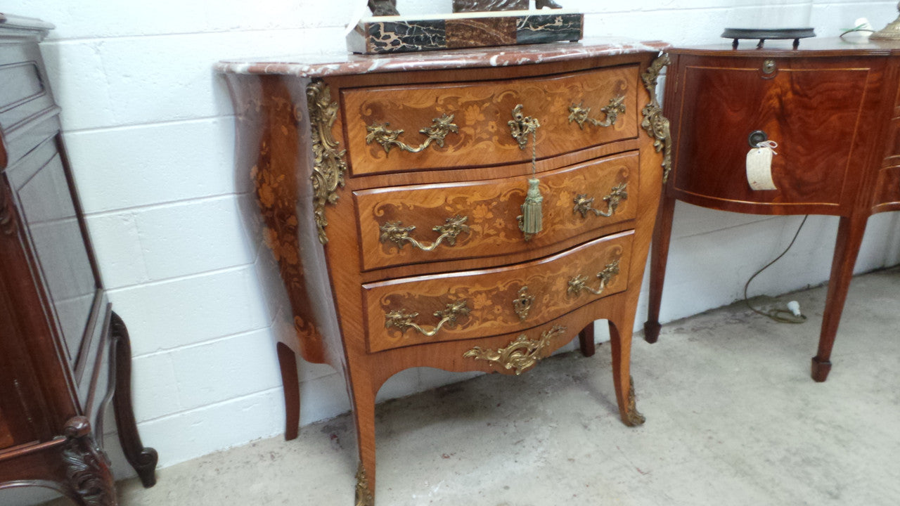French Louis XV Style Commode With Marble Top