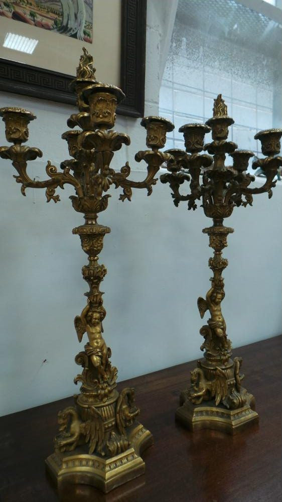 Exquisite Pair Of French Bronze Candelabras
