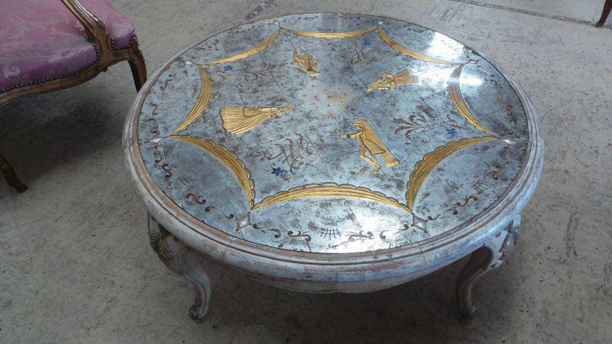 Unique and Exquisite French Hand painted Coffee Table