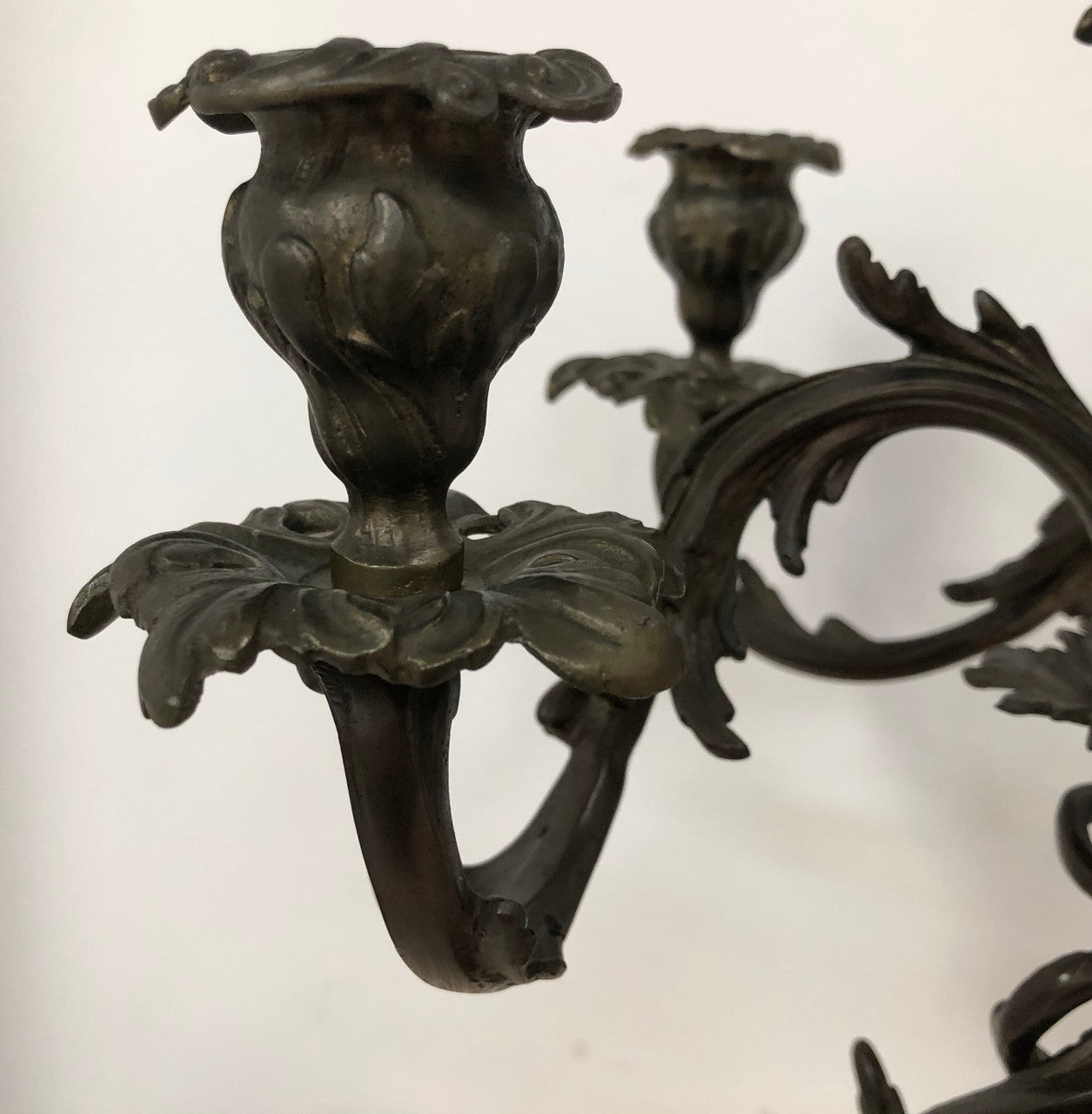 French Three Piece Gothic Style Bronze Clock Set