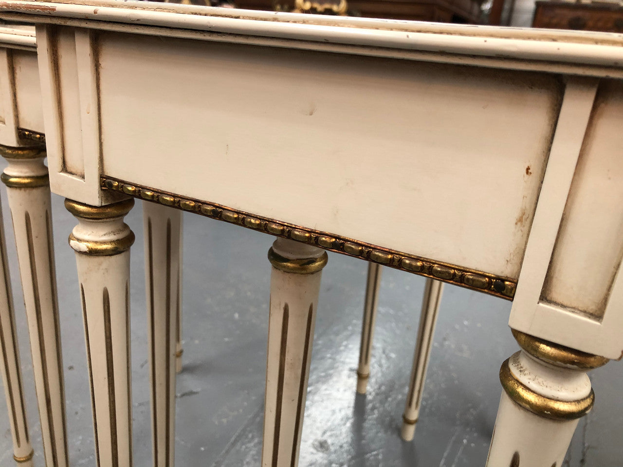 Vintage French Style Painted Nest Of Three Tables