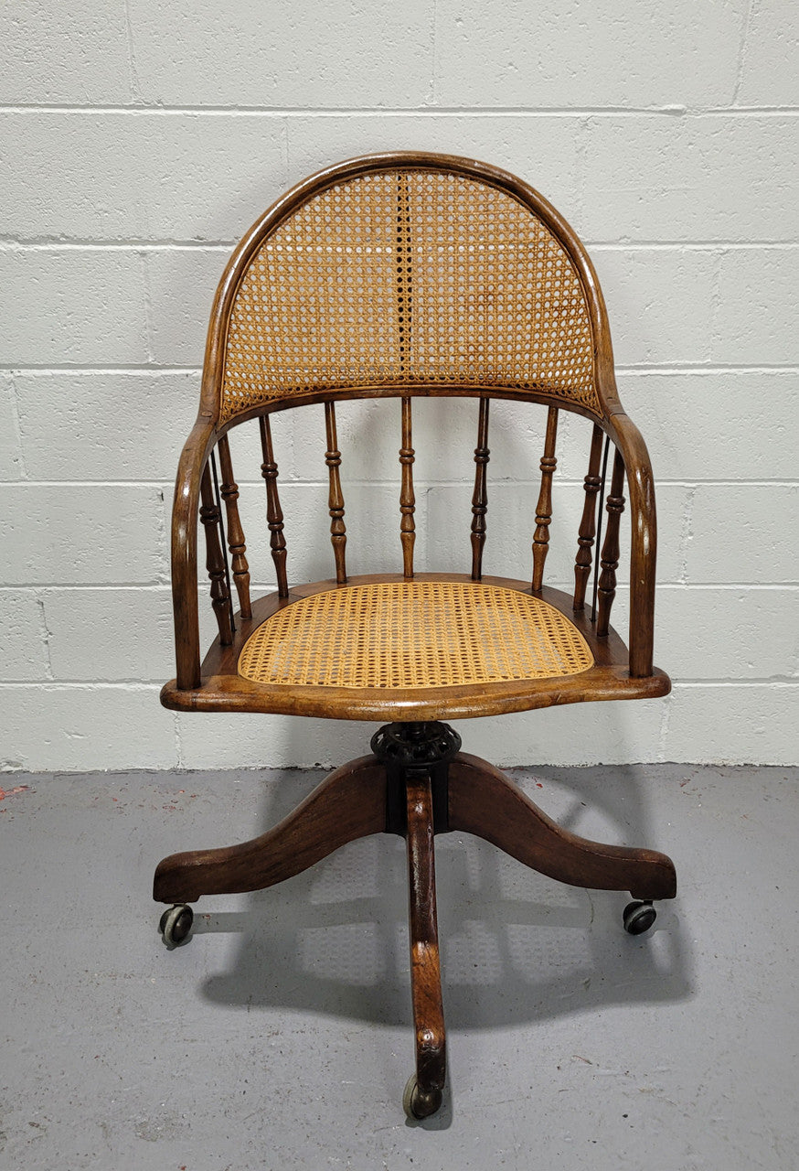 Vintage Woven Desk Chair Elm Bentwood Cane Swivel Desk Chair