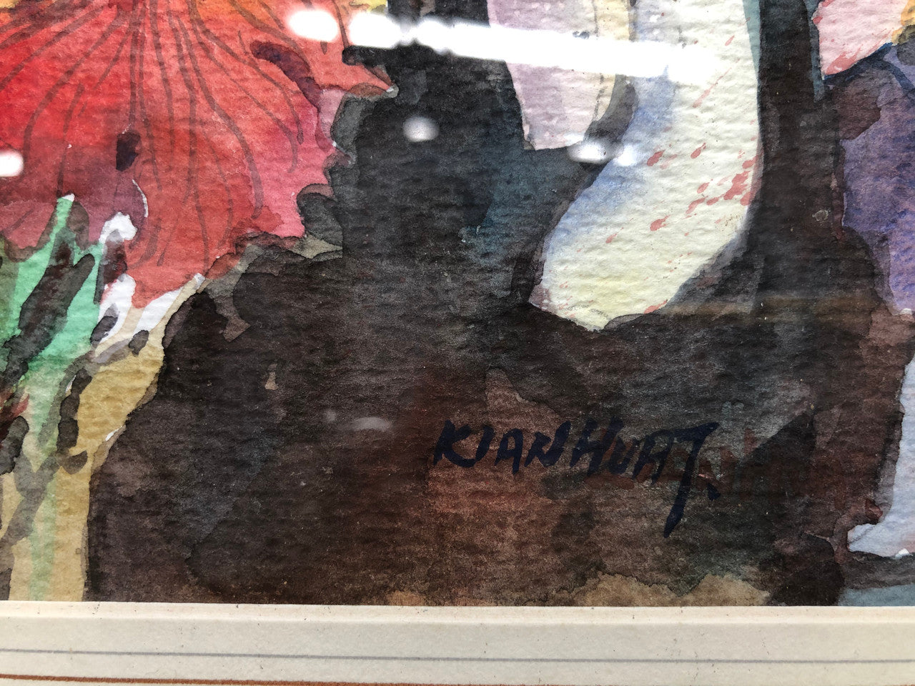 Vintage Signed Watercolour Of Iris's