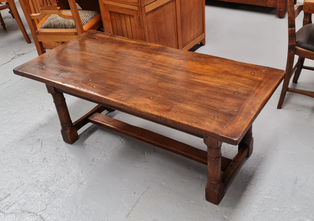 French Oak Refectory style coffee table. Amazing patina and is in good original detailed condition.