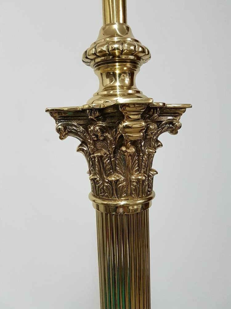 Edwardian Brass and Cast Iron Standard Lamp with Shade