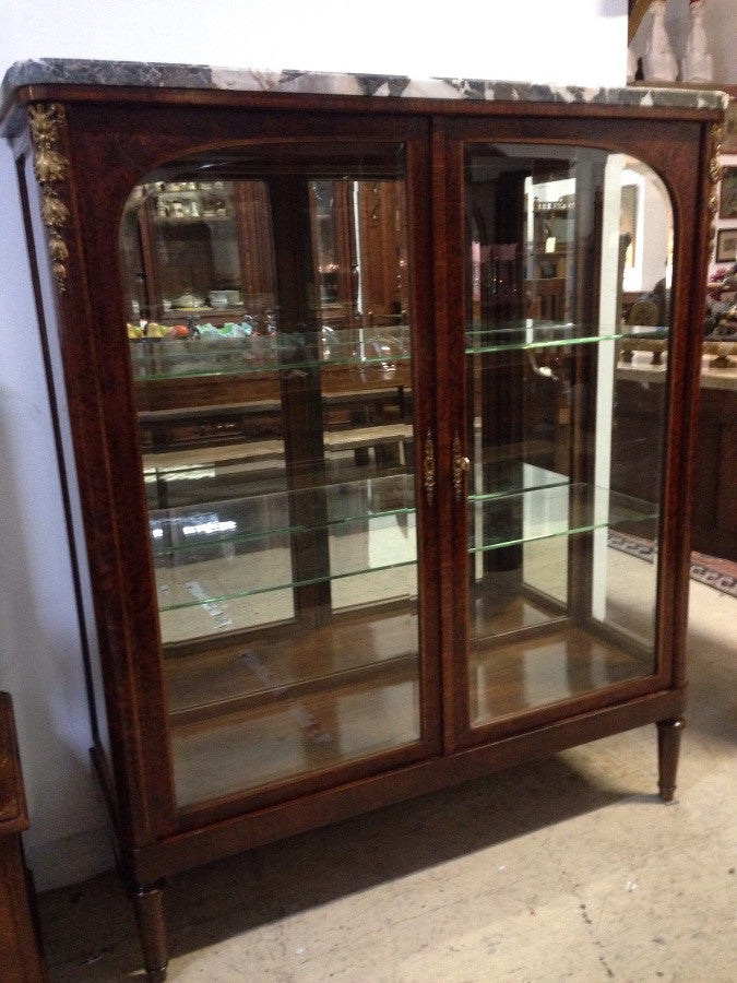 Antique Burr Walnut French Vitrene