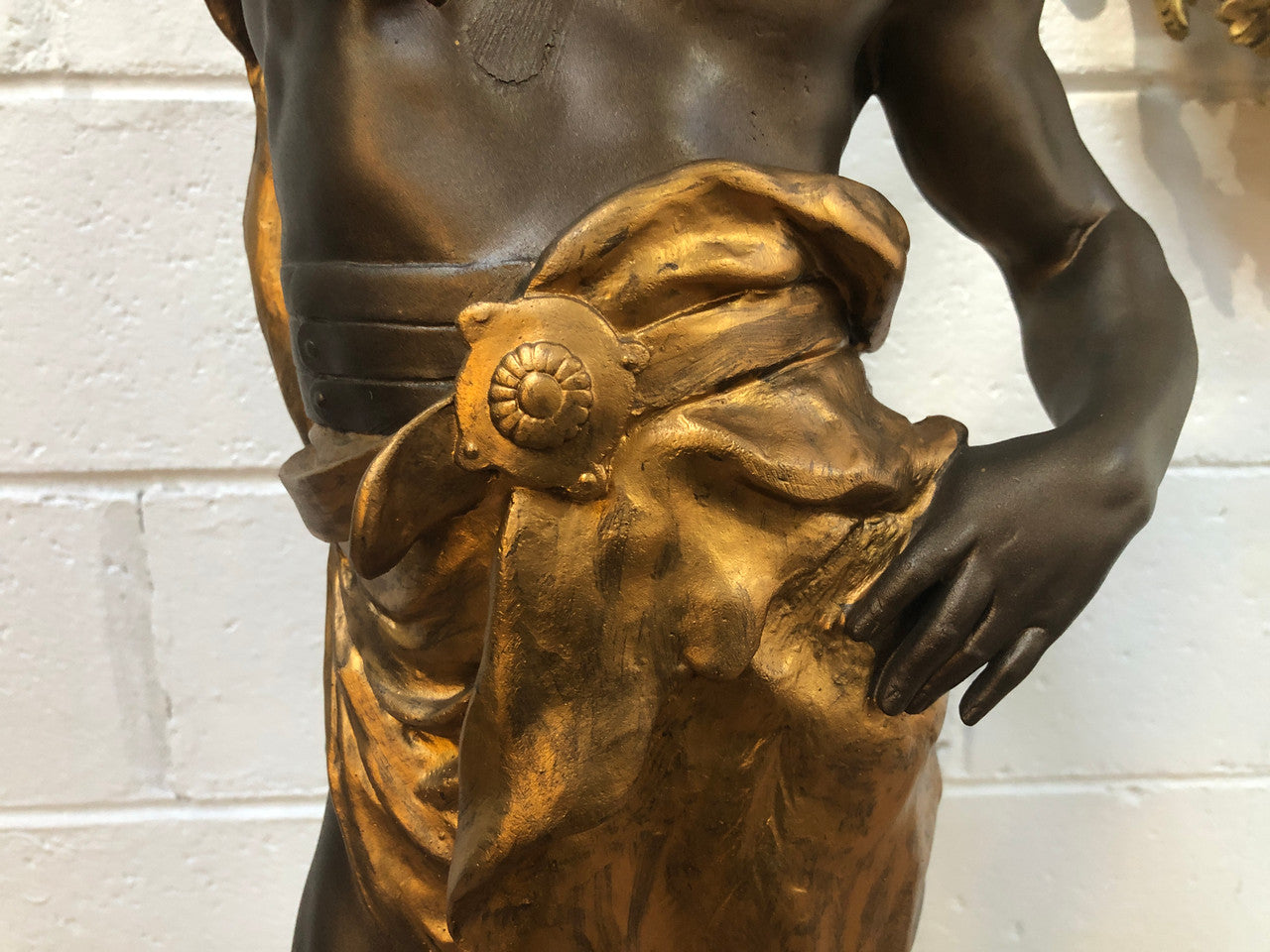Fabulous French 19th Century cold painted Spelter Statue ( Le Force) in good original condition.