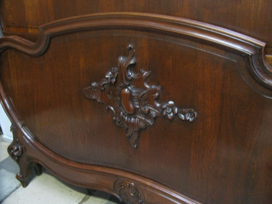 French Walnut Louis XV Style Bed
