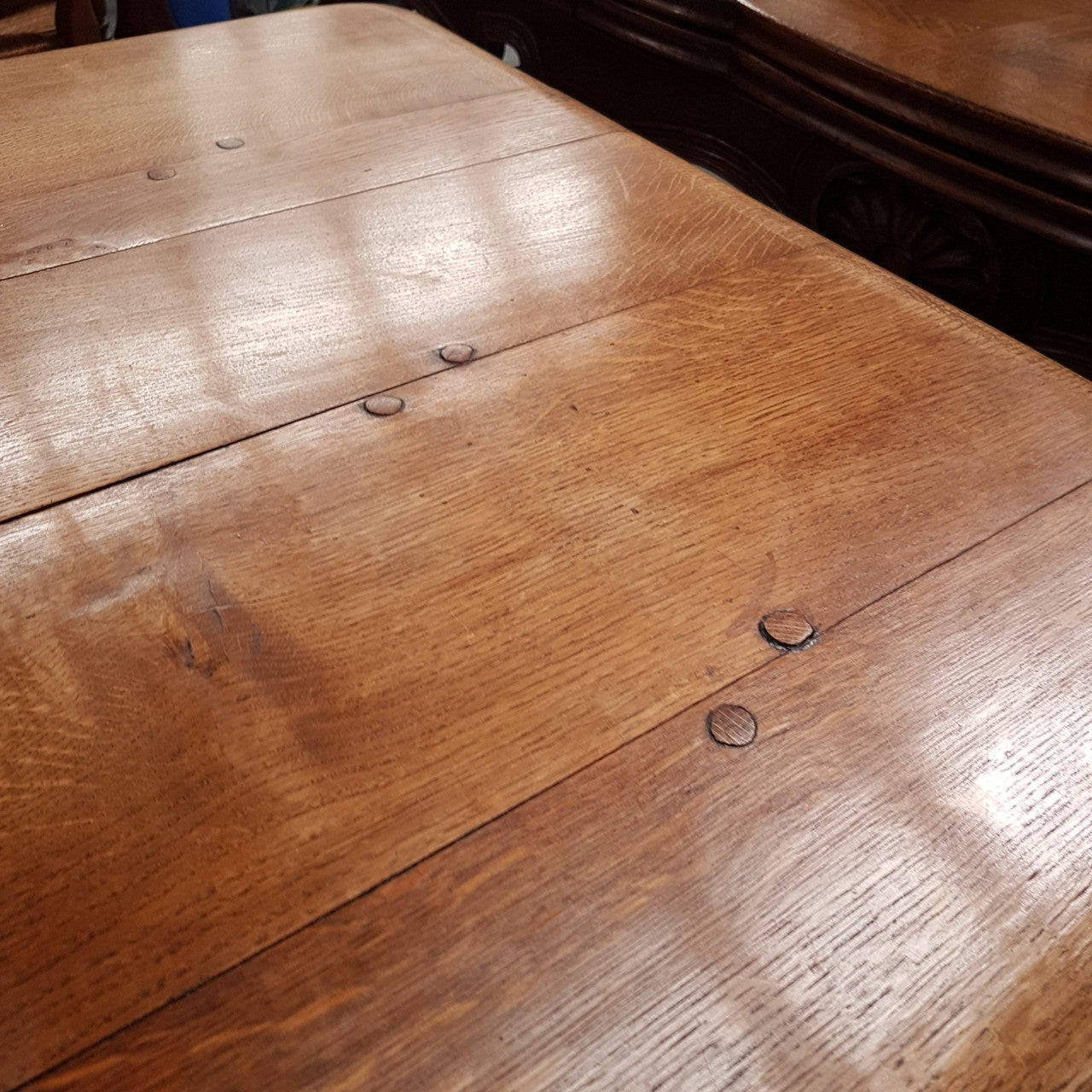 French Oak Stretcher Base Dining Table