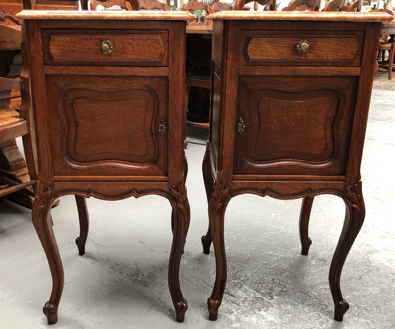 Lovely Pair Of French Oak Bedsides