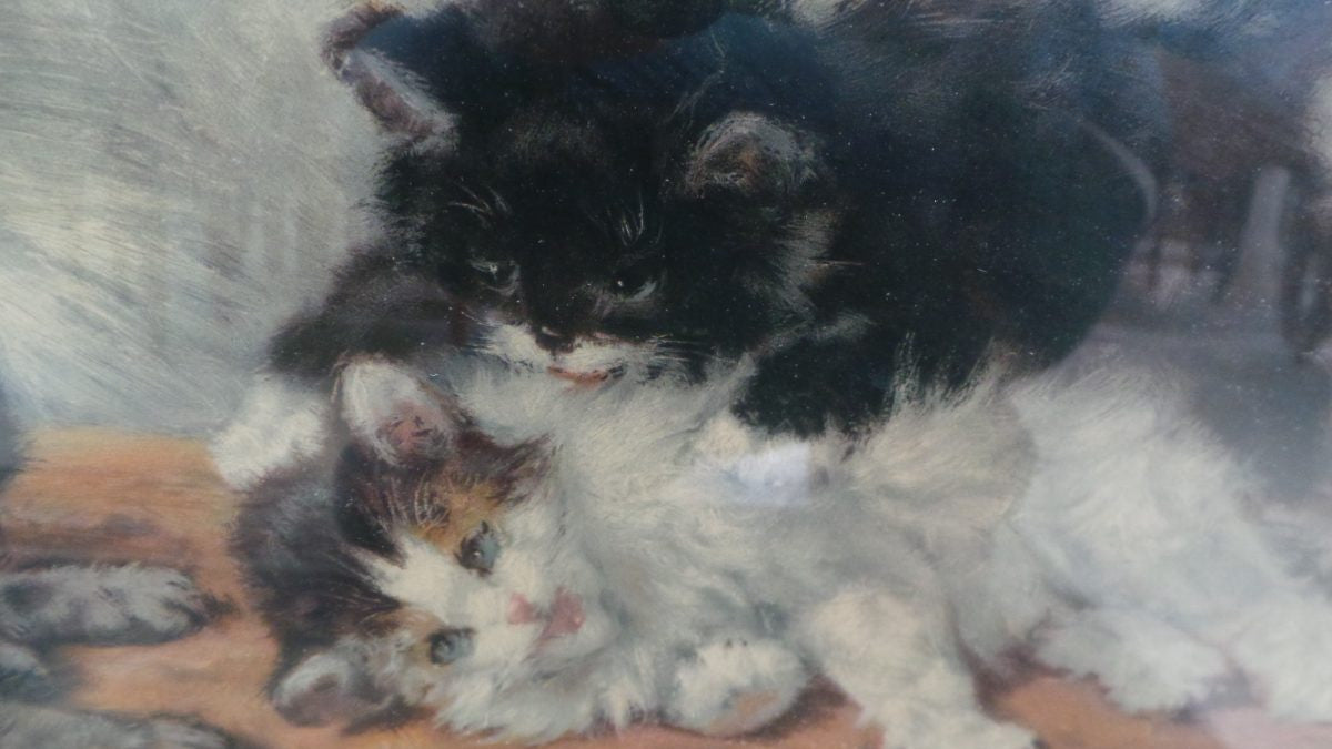 An Original Pears Print Of Kittens Playing