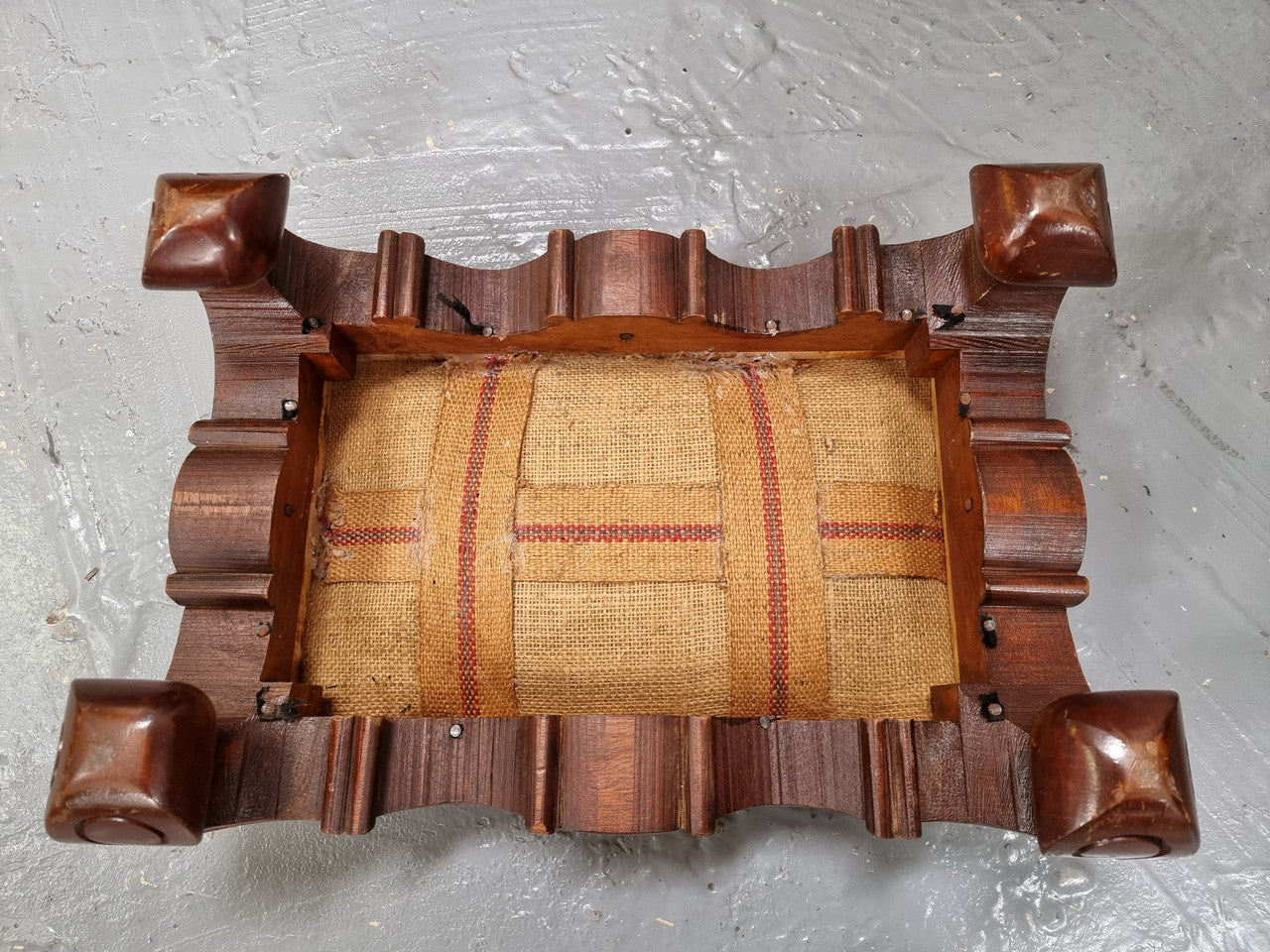 Lovely Victorian Green Upholstered Small Footstool