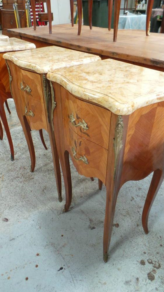 Beautiful Pair Of French Inlaid Bedsides