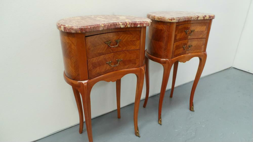 Rare Pair Of Inlaid Bedside Cabinets