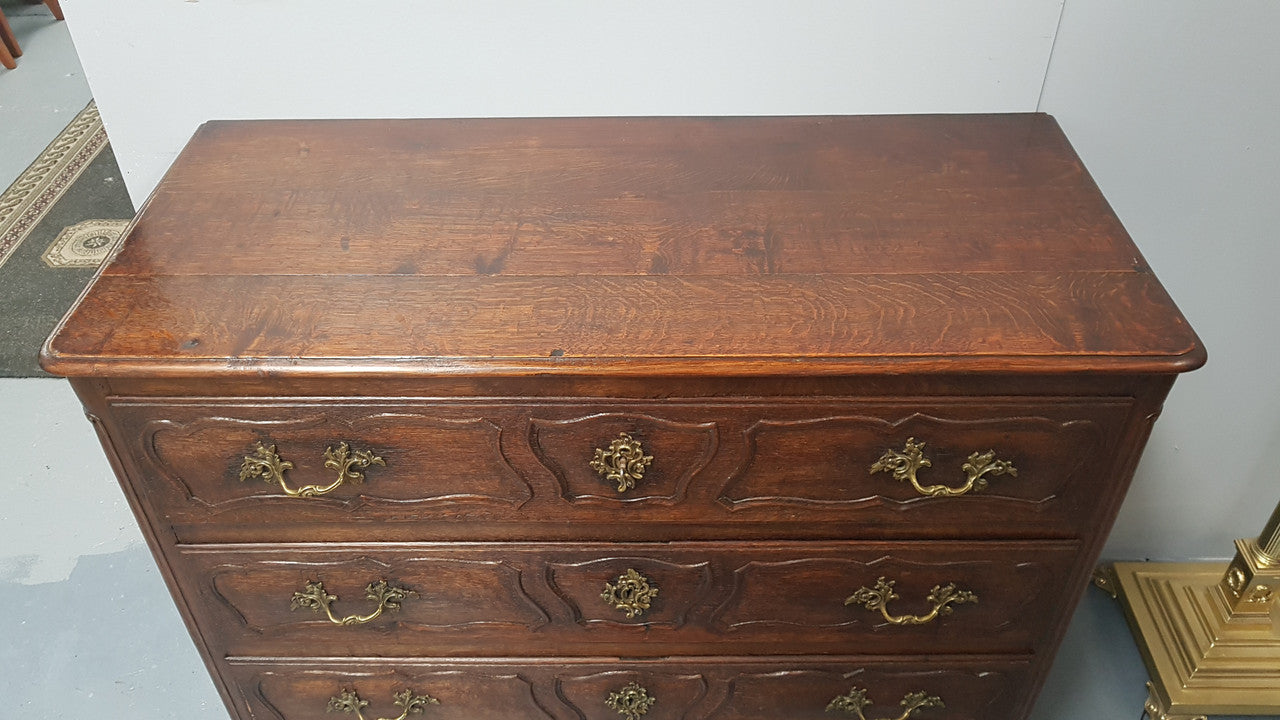 19th Century French Oak Three Drawer Commode