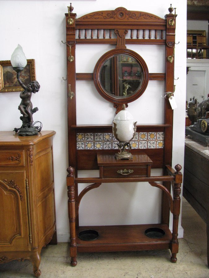 English Walnut Hall Stand