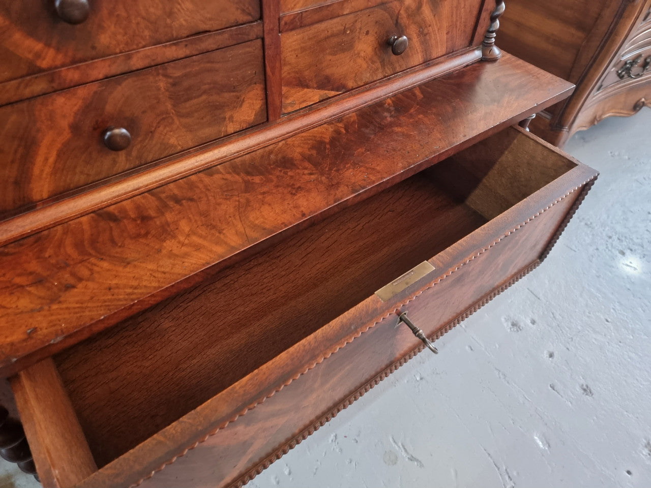 Rare Georgian Flame Mahogany Miniature Chest on Chest