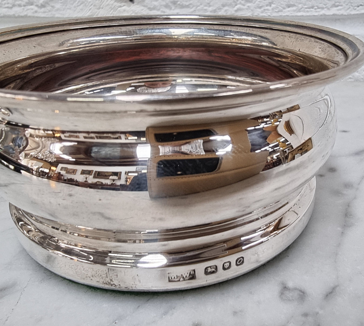 Quality Vintage Sterling Silver wine coasters. London 1969.