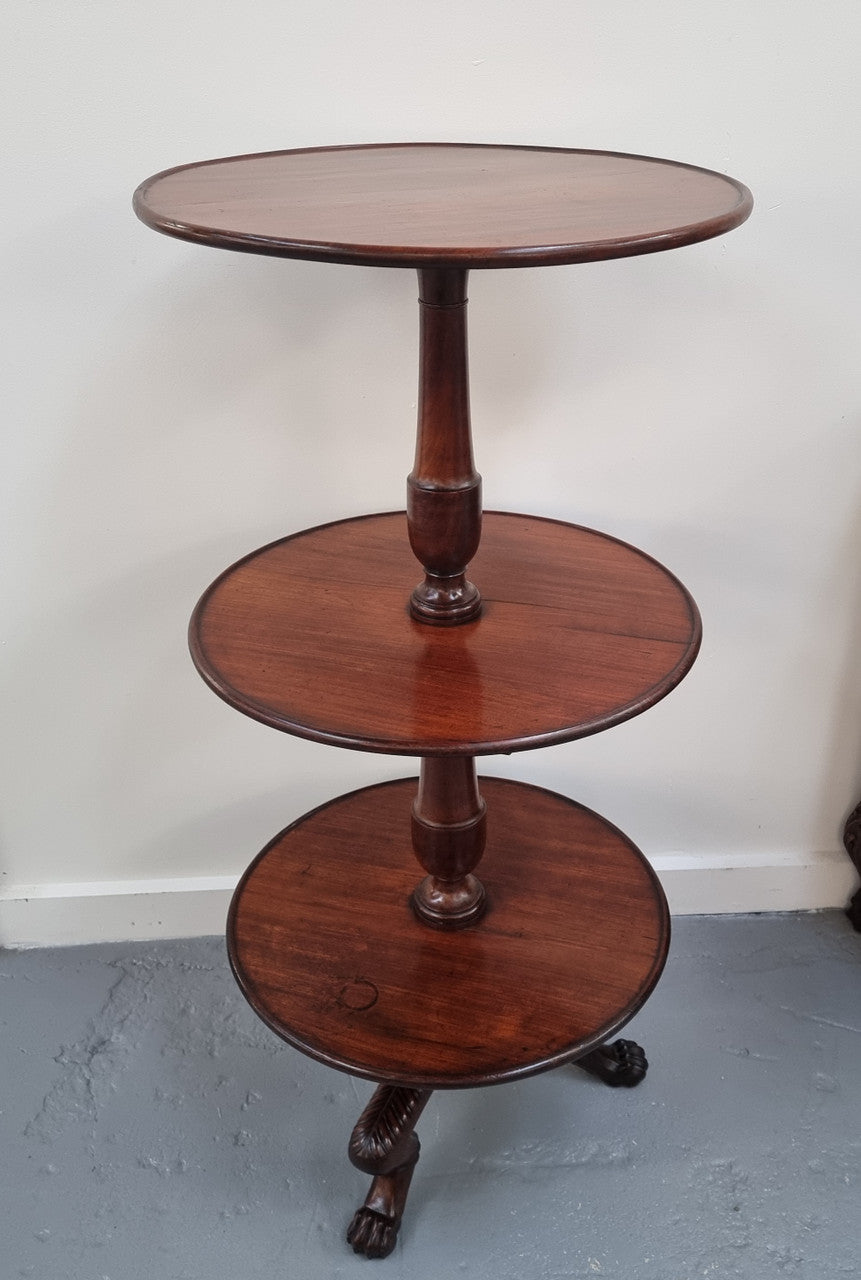 Rare Mahogany Georgian three tier round dumbwaiter. It is in good original condition.