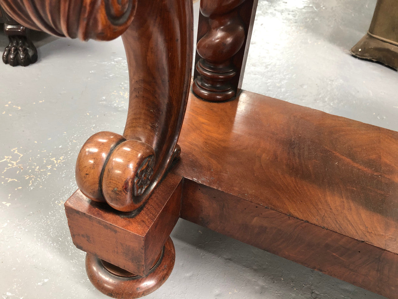 Antique French Flame Mahogany Console Table