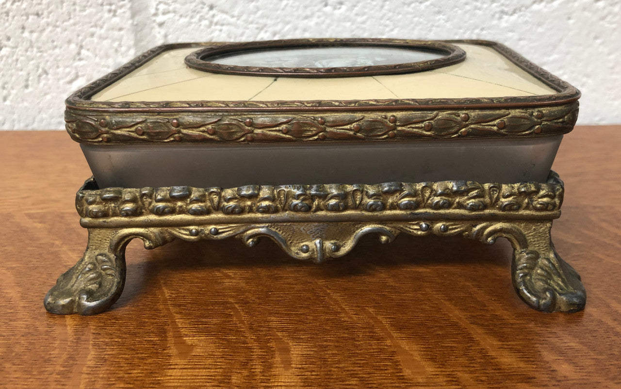 Edwardian Gilt Metal & Hand-Painted Miniature Casket