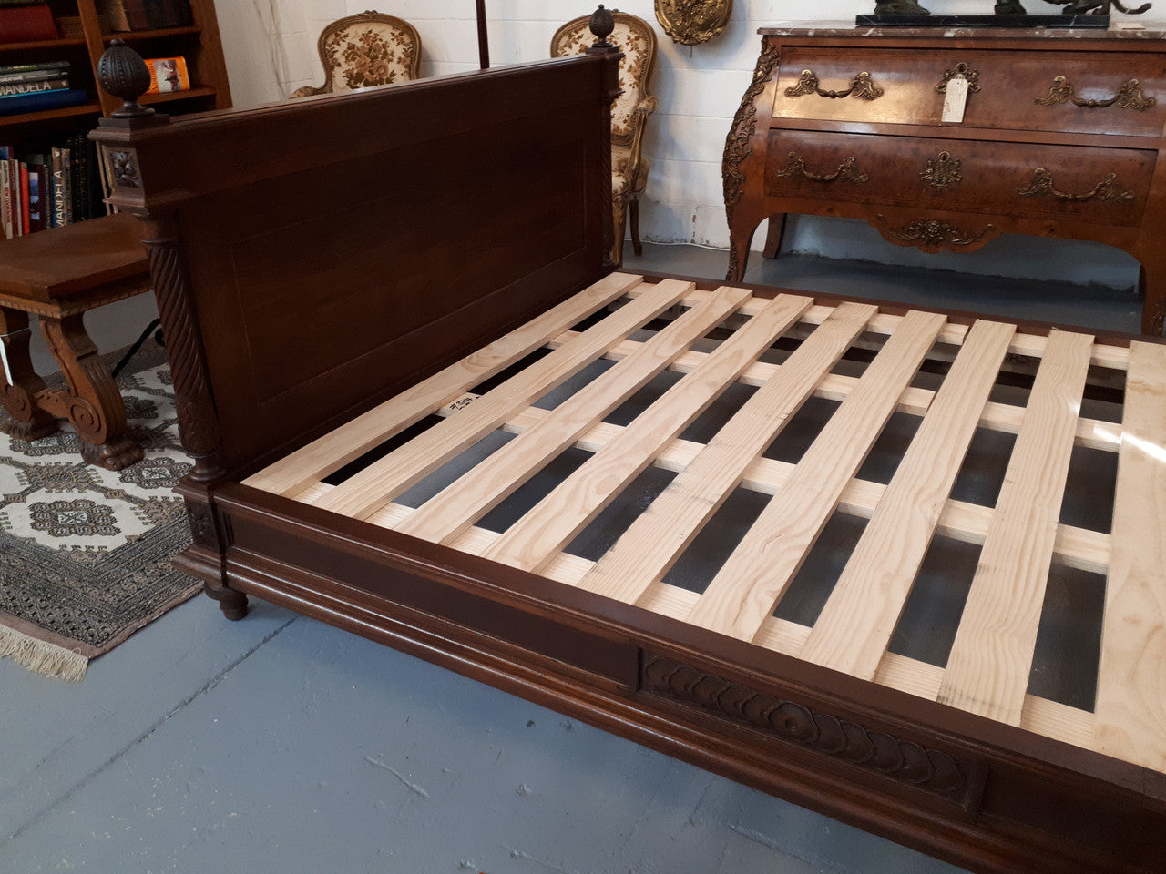 Henry II French Walnut 19th Century Queen Size bed