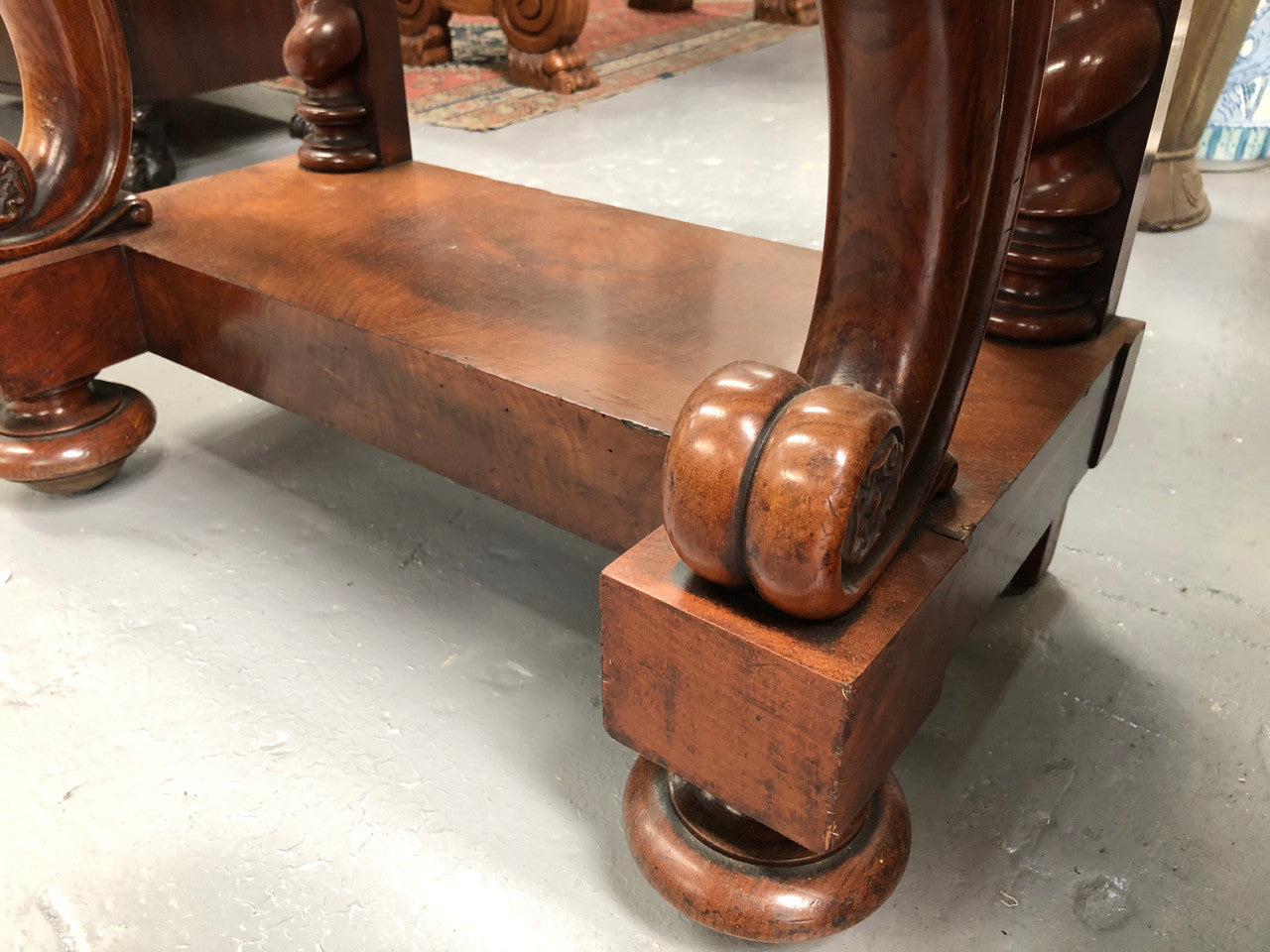 Antique French Flame Mahogany Console Table