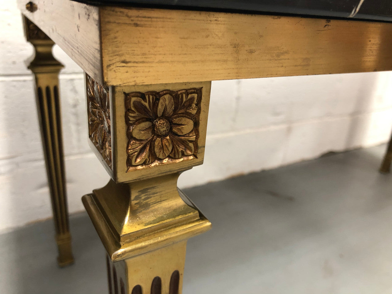 French Art Deco Coffee Table With A Portoro Marble Top