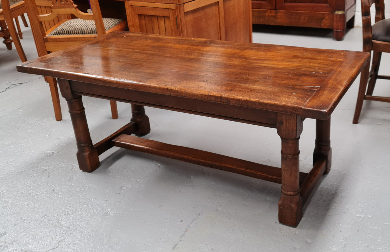 French Oak Refectory style coffee table. Amazing patina and is in good original detailed condition.