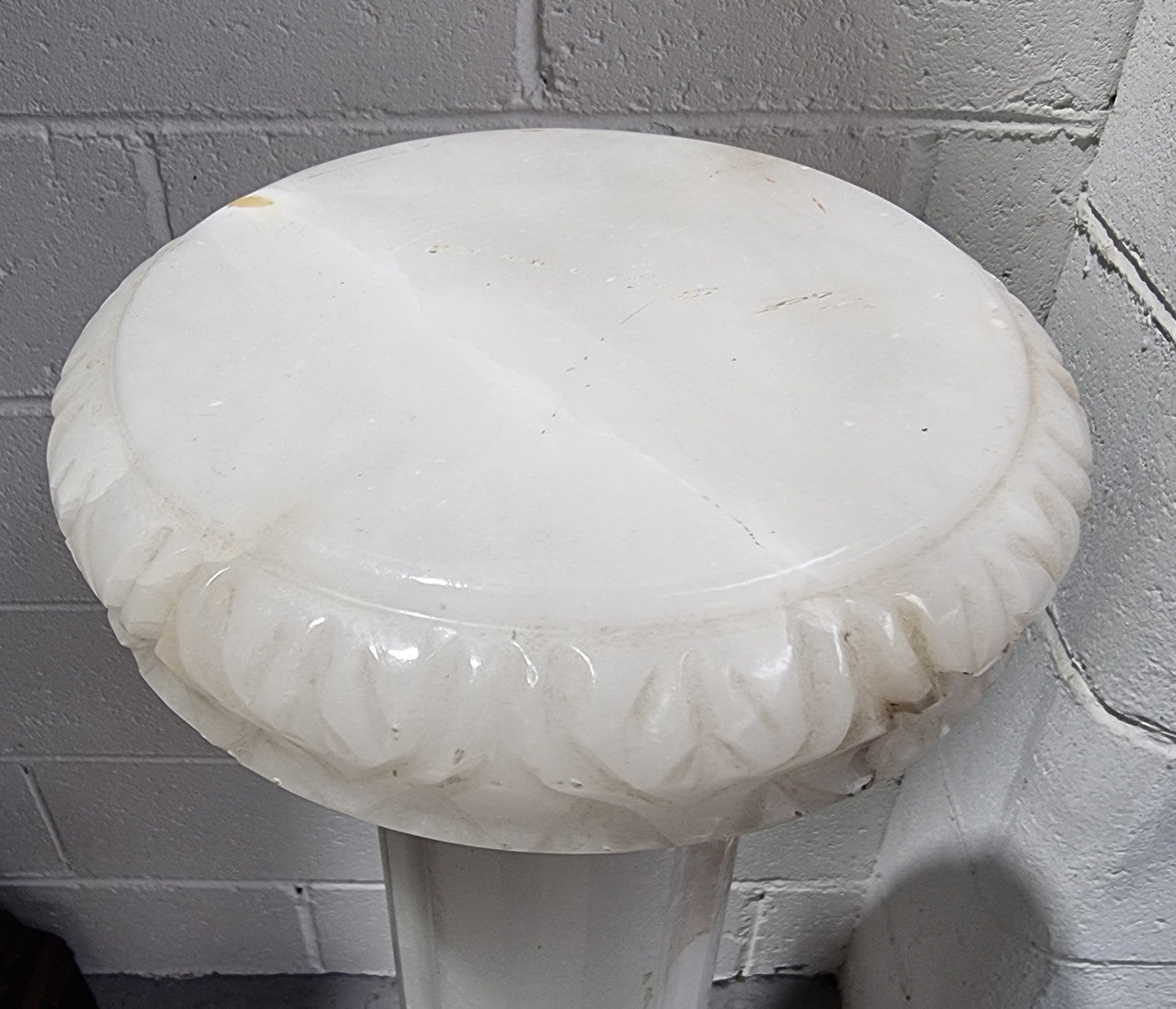 Electrified French White Alabaster Pedestal