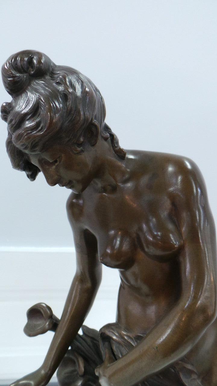 Rare French Bronze Statue Lady Figurine
