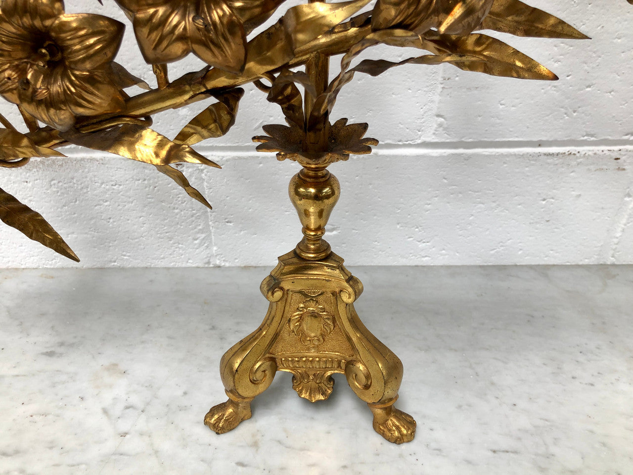 Fabulous & Highly Decorative Set Of Three French Brass Candelabras