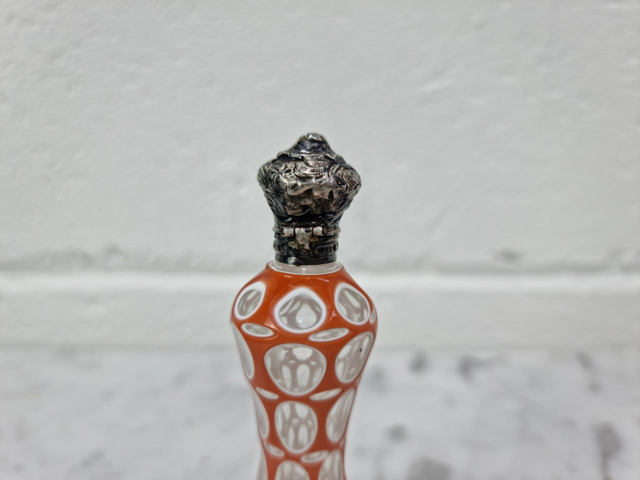 Rare Antique 19th century French silver top and double overlay glass scent bottle. Internal stopper intact and is in good original condition, please view photos as they help form part of the description.