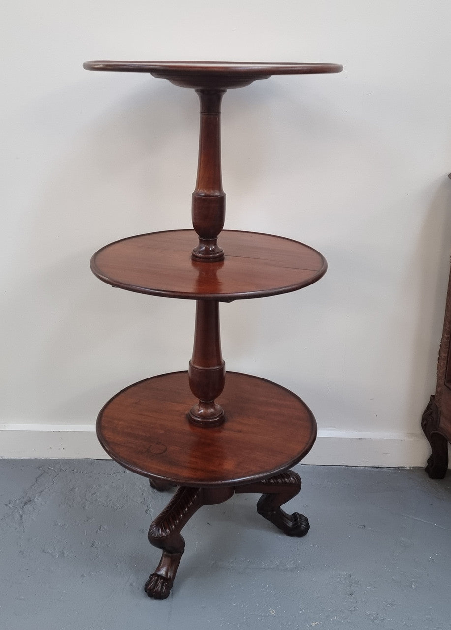 Rare Mahogany Georgian three tier round dumbwaiter. It is in good original condition.