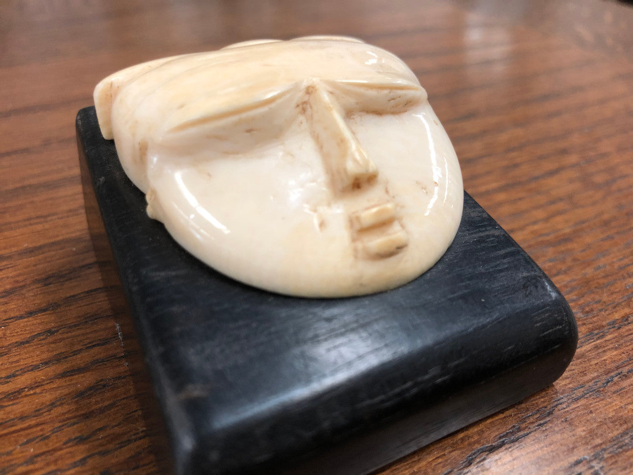 Antique Carved Ivory & Wood Paperweight