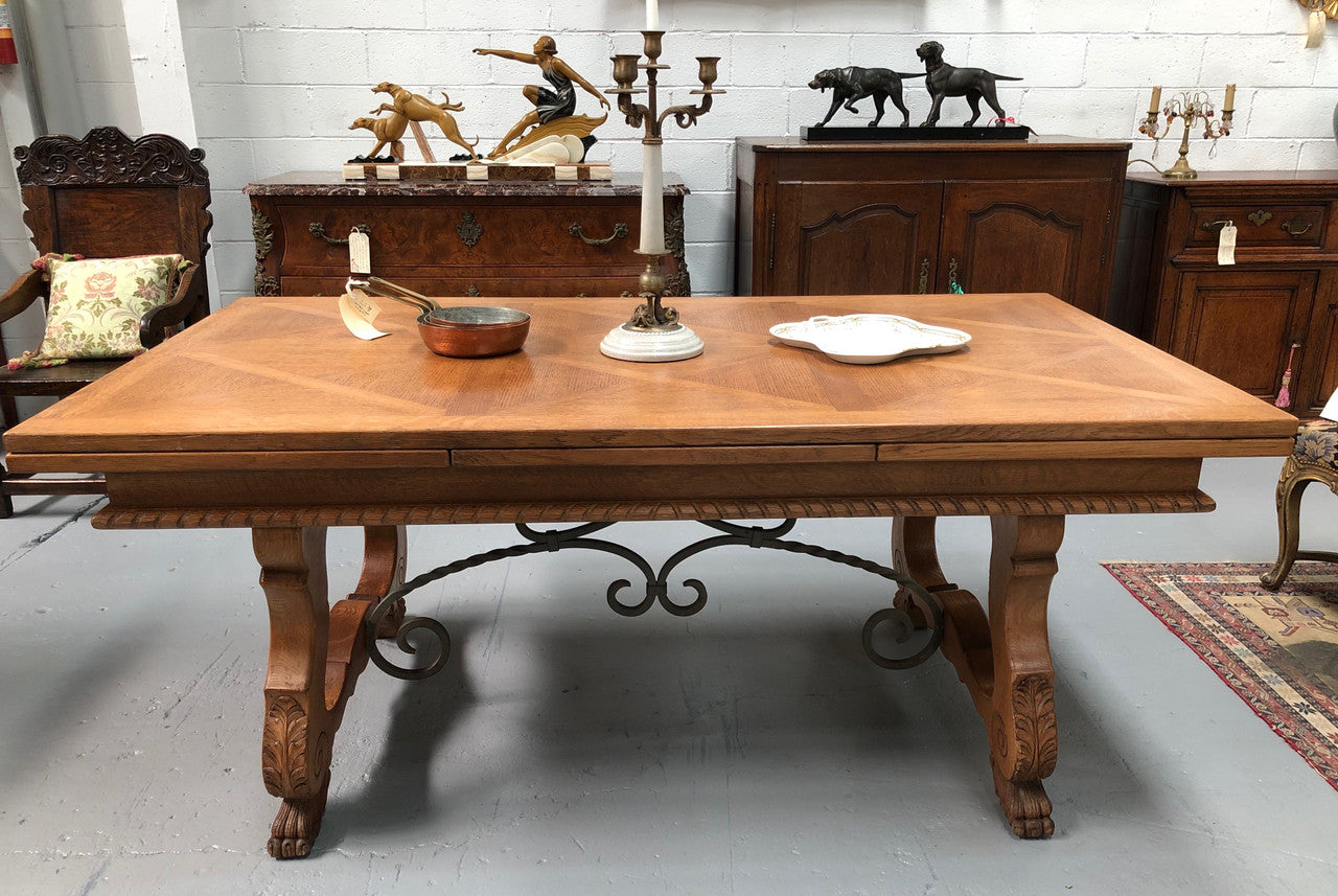 French Oak Spanish Style Extension Table