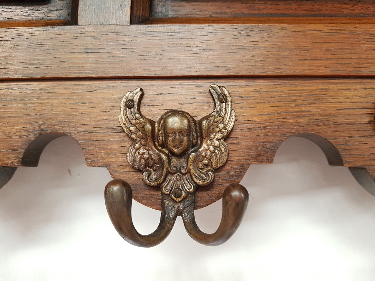 Vintage Highly Decorative French Carved Oak Coat Rack