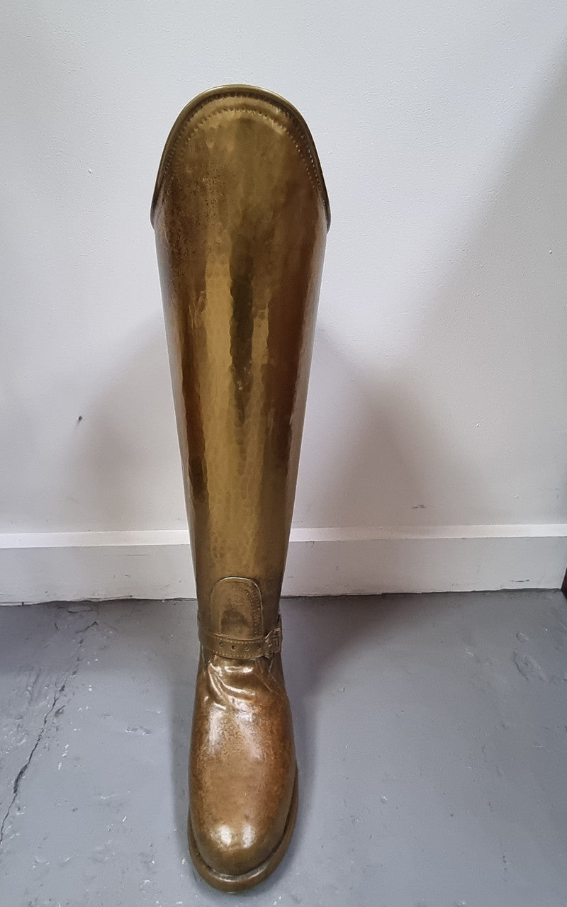 Decorative French brass boot for storing your umbrellas and walking sticks in good original condition.