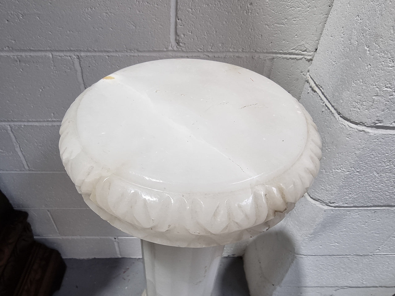 Electrified French White Alabaster Pedestal