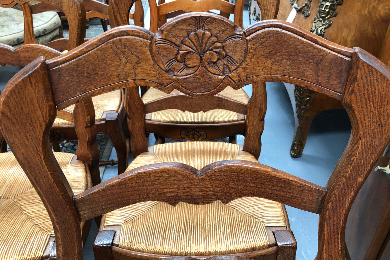 Fabulous Set of 8 French oak Dining Chairs