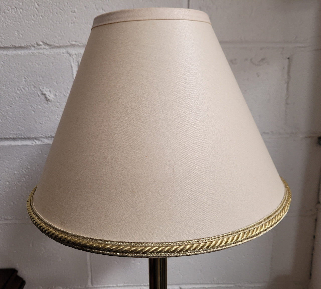 Tall Art Deco Table Lamp – Brass on Wooden Base