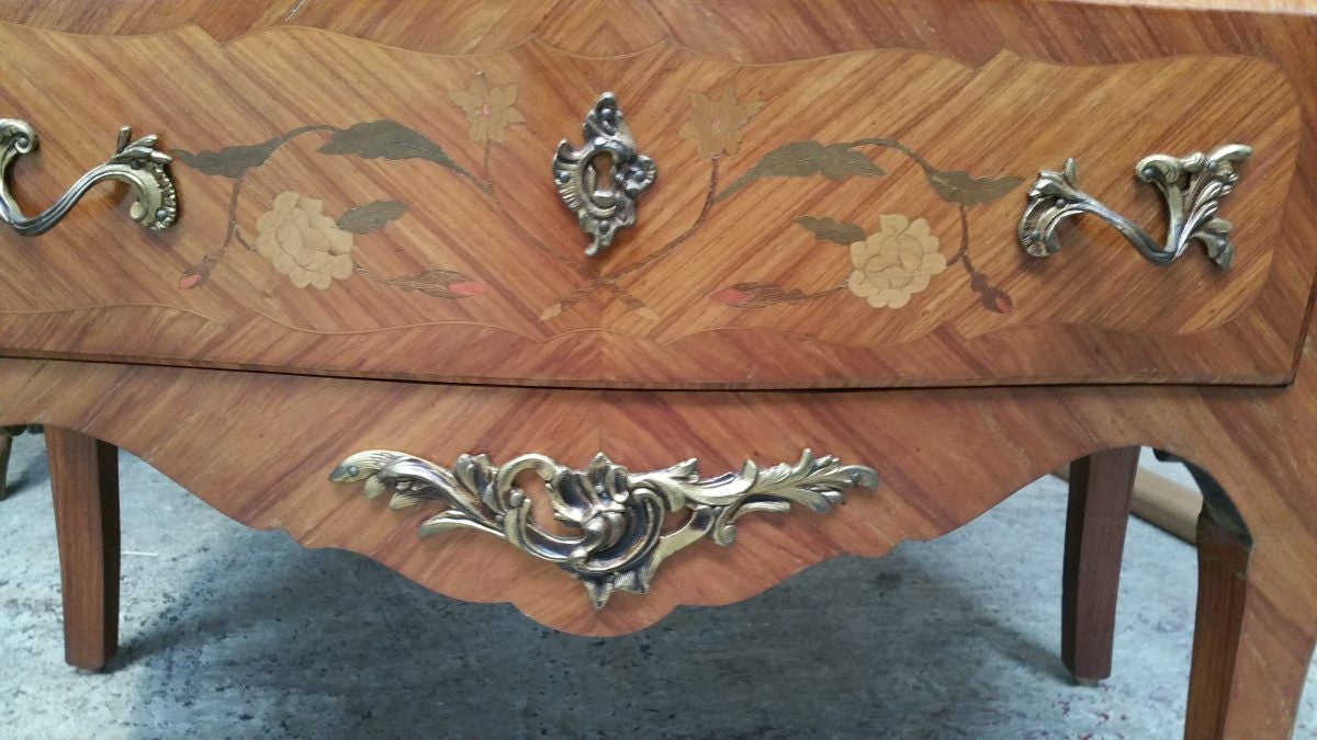 Louis XV Three Drawer Marble Top Commode