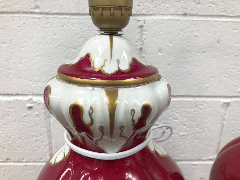Pair of highly decorative Paris Porcelain table lamps. They are wired to Australian standards and are in very good original condition. Circa 1950's.