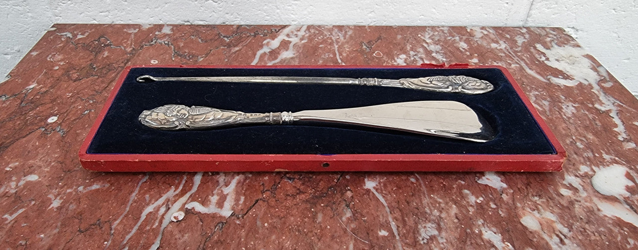Art Nouveau Style Birmingham Silver Shoe Horn & Boot Lace Hook