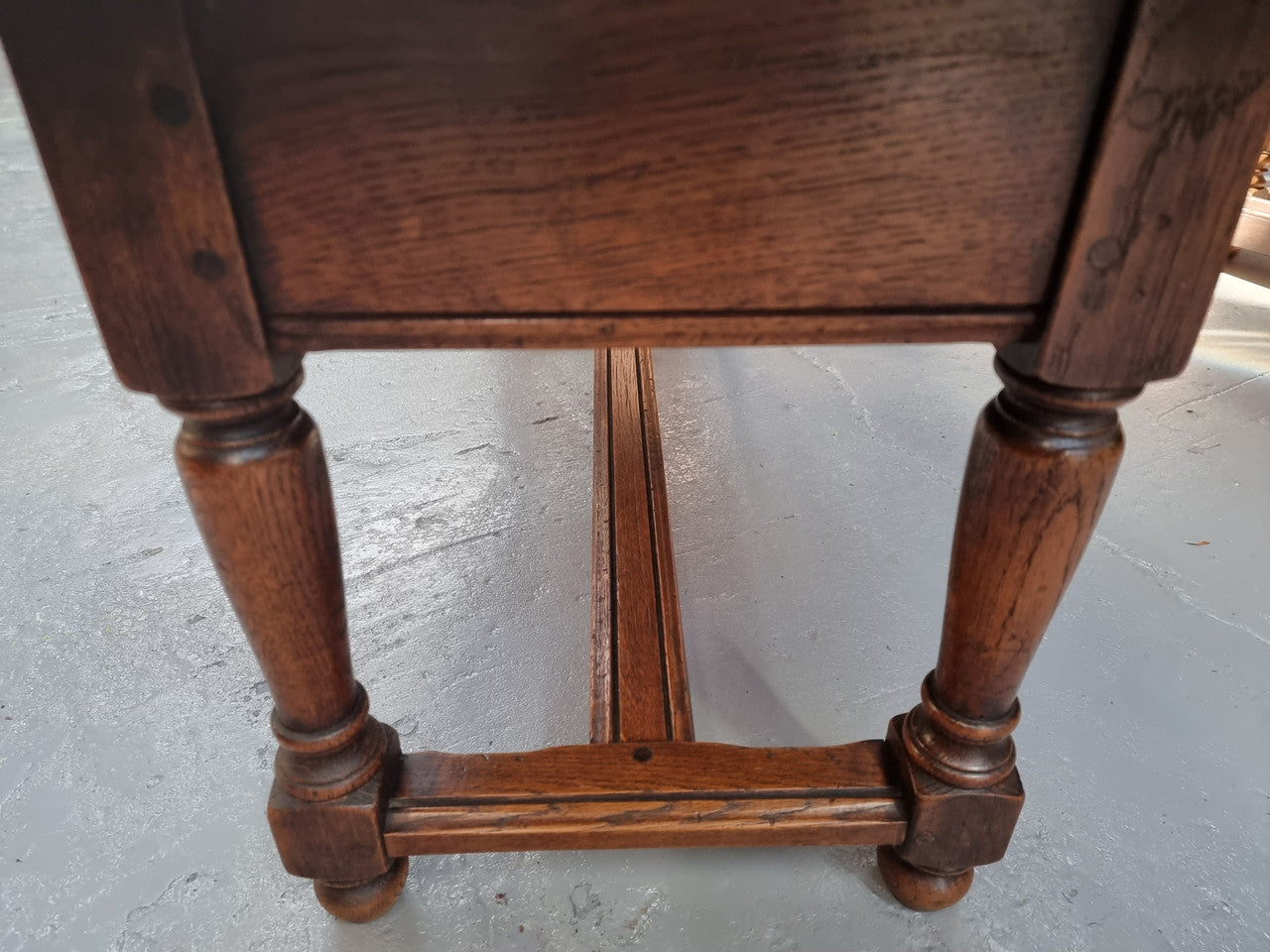 Beautiful French oak 2 drawer coffee table. In good original detailed condition.
