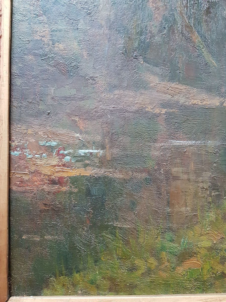 Large Signed Oil Painting On Canvas