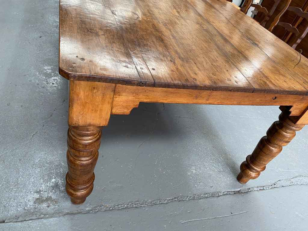 Beautiful Australian Antique farmhouse table made from Kauri Pine and originally used in an old Bakery.
Table would easily seat 12 to 14 people. It is in good detailed condition with heaps of character.