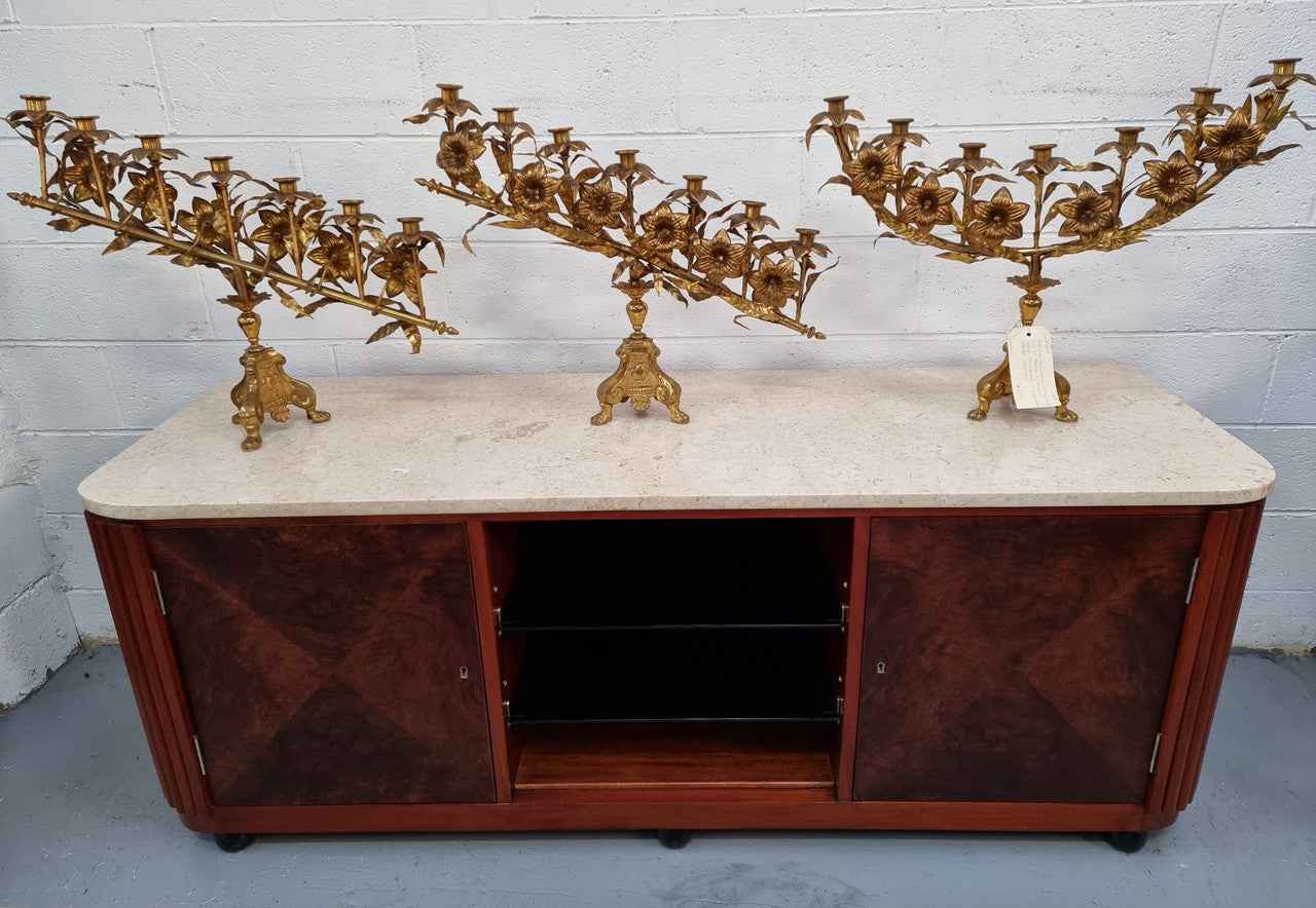 Art Deco Style Low Line Marble Top Cabinet