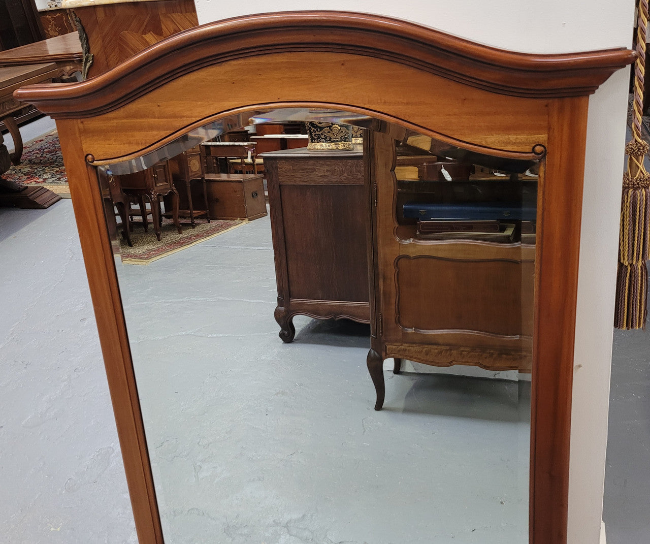 Vintage Louis Philippe style mahogany mantel mirror. It has been sourced from France and in good original detailed condition.