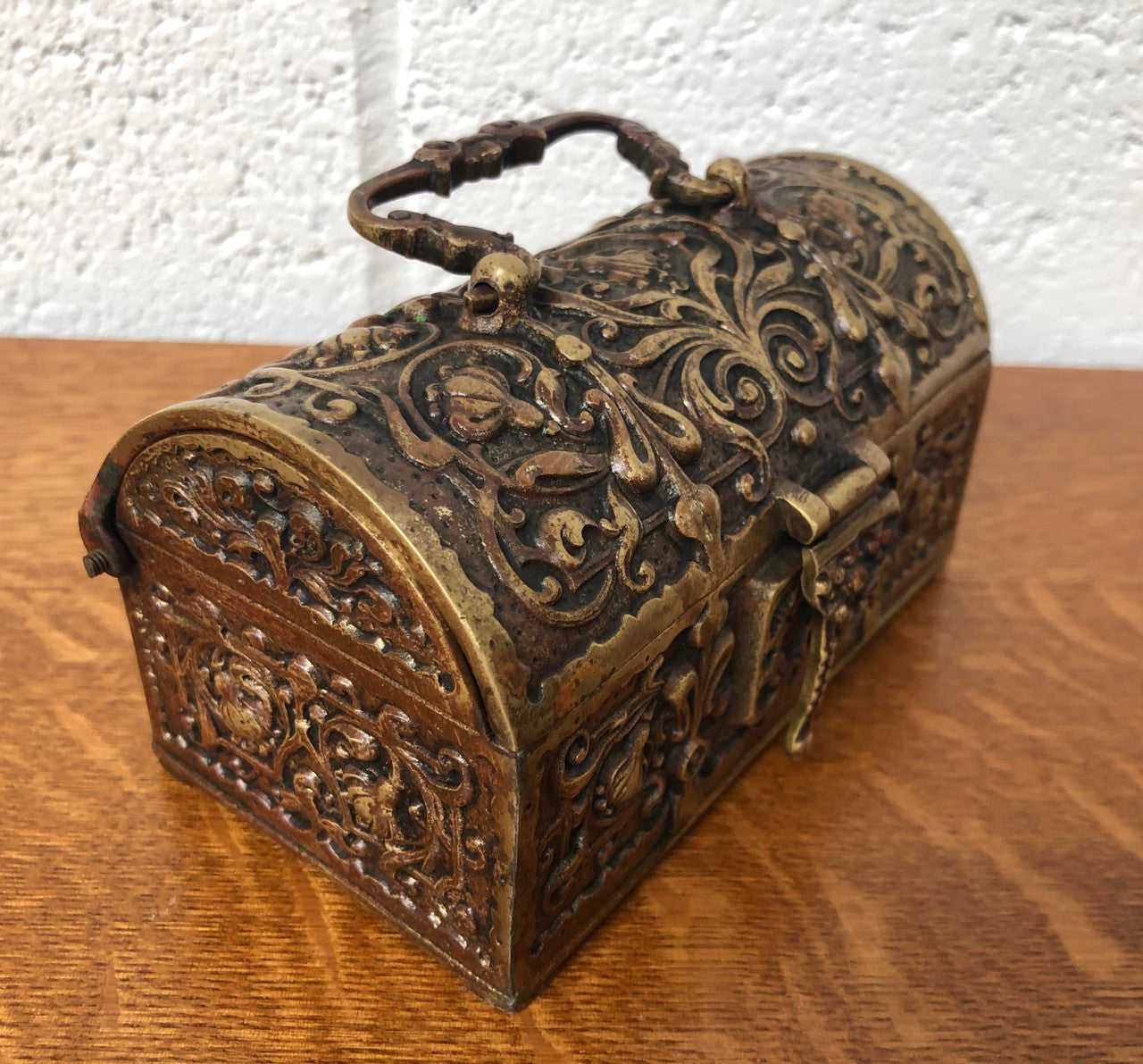 Late Victorian ormolu casket in original condition. Circa 1890.